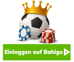 Fußball mit Krone und Chips über Einloggen auf Bahigo Button