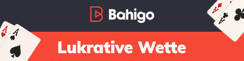 Lukrative Wette Banner mit Spielkarten und Bahigo Logo
